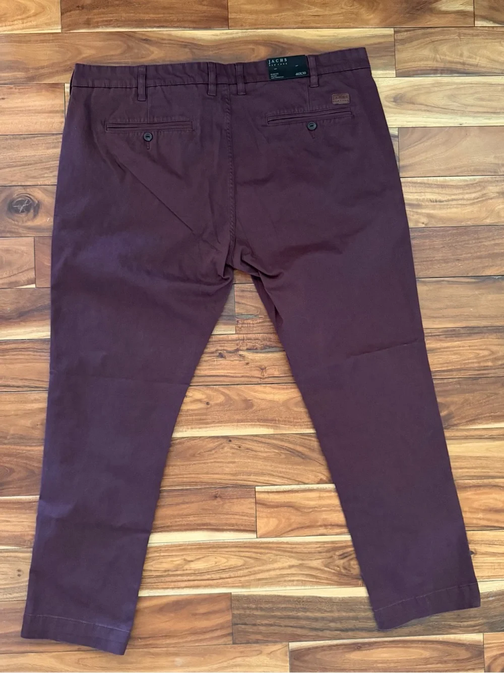 NWT Jachs New York 40x30 Burgundy Flat Front Chino Pants Heritage Office Casual